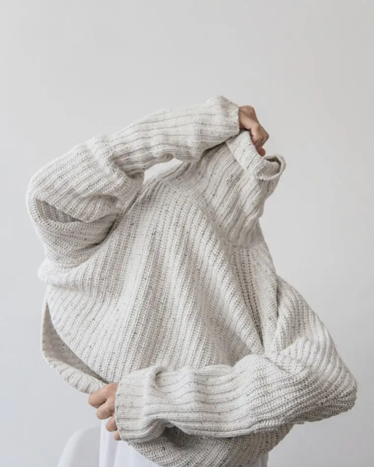 Cream merino knit crewneck sweater